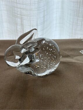 Clear Glass Bubble Rabbit Sculpture - Decorative Home Accent